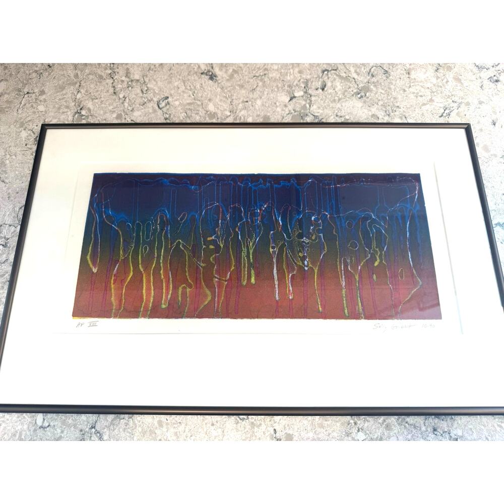Original Signed Sally Gilbert Abstract Watercolor Artwork AP VIII Framed 24X15"